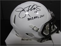 Joe Flacco Signed White Mini Helmet DPOY JSA