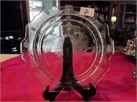 DEPRESSION GLASS PLATE WITH STAND