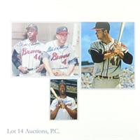 Hank Aaron Eddie Mathews Signed Braves Photos (3)