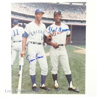 Hank Aaron & Ernie Banks Dual Signed MLB Photo