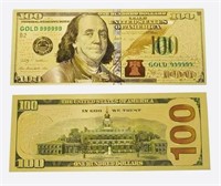 24k Gold Foil $100 Novelty Bill