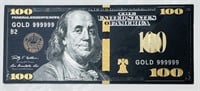 24k Gold Foil Black & Gold $100 Novelty Bill