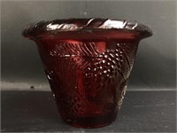 Red Tinted Glass Vessel 3.5" h x 5" diam