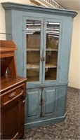 Reproduction Blue Painted Corner Cupboard