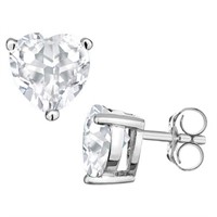 5MM Heart Cut White Topaz 1.2CTW Stud Earrings in