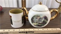 Thomas Kinkade Teapot & Mug & clock