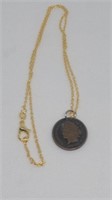 Sterling gold tone necklace with wheat penny