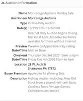 Item / Auction Pick Up Details