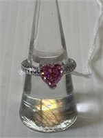 Ring size 7 w/ pink quartz heart .925