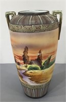 Hand Painted Nippon Pottery Vase -Antique