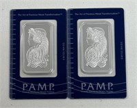 (2) 1oz SILVER PAMP SUISSE BARS