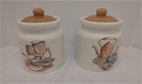 2 Ceramic Canisters, 7 inches tall