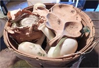 Bushel basket full of vintage jars, vintage