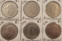 (6) Bicentennial Eisenhower Dollars **