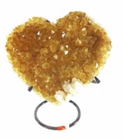 Heart Shaped Citrine & Calcite Specimen W/ Stand