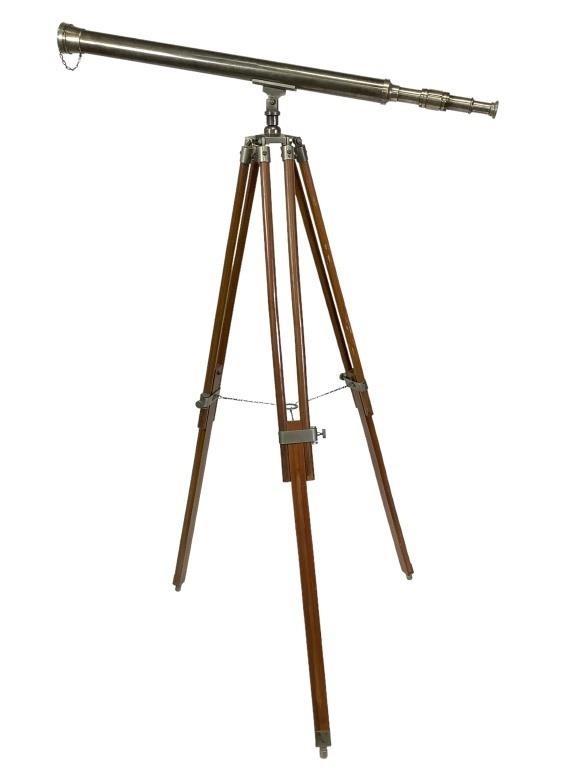 Gunmetal Plated Brass Telescope w Wood Base
