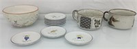 2 Large mugs, pier1 bowl and sm. Reindeer plates
