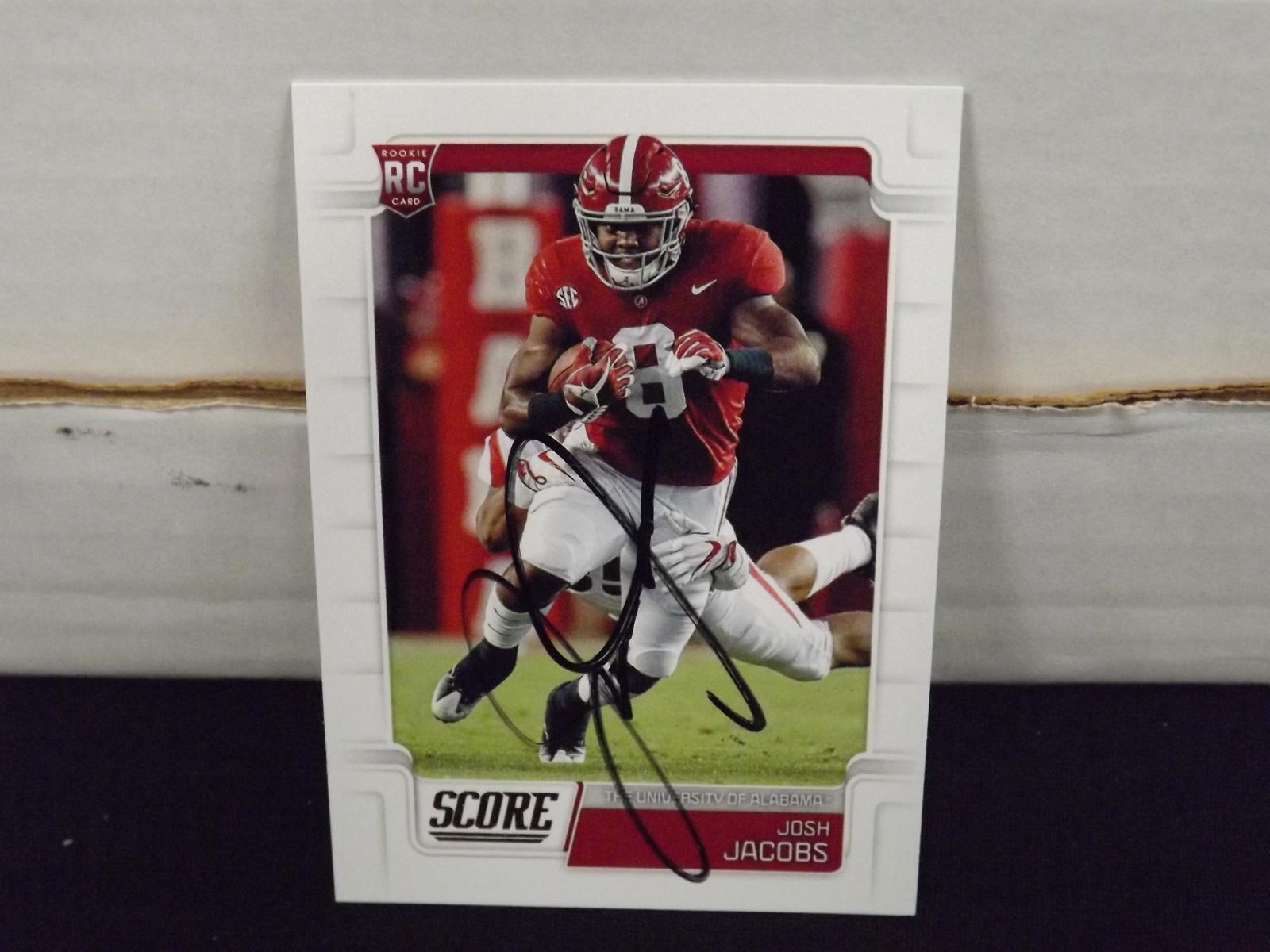 2019 SCORE JOSH JACOBS AUTOGRAPH RC COA