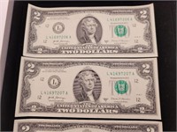 (5) Sequential $2.00 Bills (2017 A)