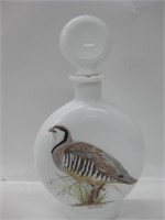 Vtg Milk Glass Decanter - Field Birds By A. Singer