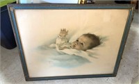 Antique Bessie Pease Gutmann Baby Litho, Framed