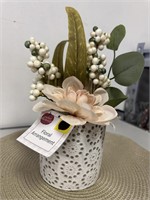 Light Pink Faux Floral Arrangement in Ceramic Pot