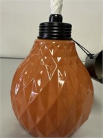 Glass Orange Tabletop Tiki Torch Burner w/ Lid