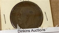 1914 great Britain, one penny coin