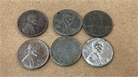 Six steel war pennies