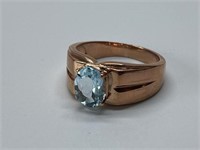 STERLING SILVER RING WITH TOPAZ (ROSE GOLD PLATE)