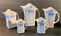 (5) Graduated Blue & White Measuring Pitchers