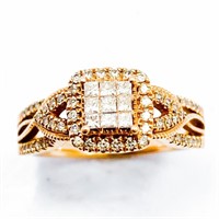 Diamond & 10k Rose Gold Halo Ring