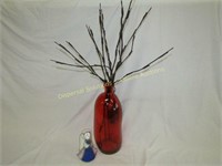 Stained Glass Angel & Lighted Branches in Vase
