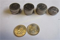 34 Canadian quarters and 2 US quarters