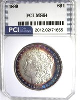 1889 Morgan PCI MS64 Blue Purple Rim