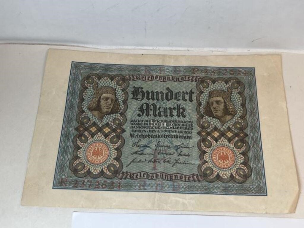 Scarce 1920 German Reichsbanknote Hundert Mark