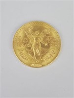 1821-1947 Gold Mexican Fifty Pesos.