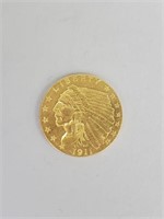 1911 Gold 2 1/2 Dollar Indian Head Coin.