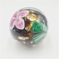 Large Signed Schuster Studios Glass Paperweight