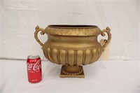 Gold Painted Metal Urn ~ 15" x 10.5"