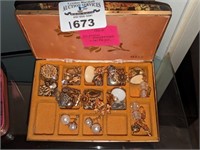 Jewel box and vintage earring contents