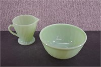 Anchor Hocking Jadeite Creamer & Fire King Bowl