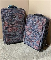 Vtg Gloria Vanderbilt Rolling Luggage Set Pair