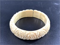 Vintage carved ivory stretch bracelet, each piece