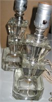 Pair of Vintage Art Deco Cut Glass Table Lamps