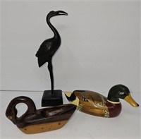 Wooden Ducks and Egret