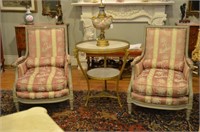PAIR OF ANTIQUE DOWN FILLED ARM CHAIRS