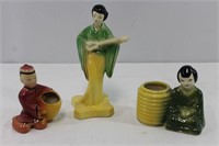 Vintage Colorful Japanese Figurine Pottery