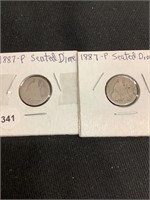 (2) 1887 Seated Dimes