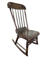 19thC Antique Hitchcock Stenciled Slipper Rocker